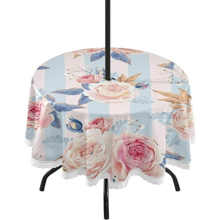 

Hyjoy Round Tablecloth 60In Multicolor Peony Flower Waterproof Table Cover with Umbrella Hole and Zipper Party Patio Table Covers for Indoor & Outdoor Backyard /BBQ/Picnic