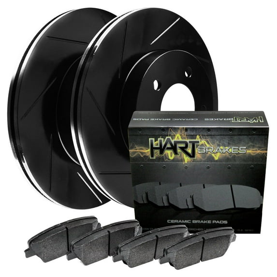 Hart Brakes Front Brakes and Rotors Kit |Front Brake Pads| Brake Rotors and Pads| Ceramic Brake Pads and Rotors |fits 1988-1991 Mazda 929