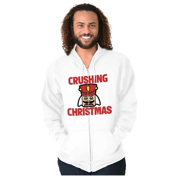 Crushing Christmas Nutcracker Pun Unisex Plus Size Zip Hoodie Brisco Brands 5X