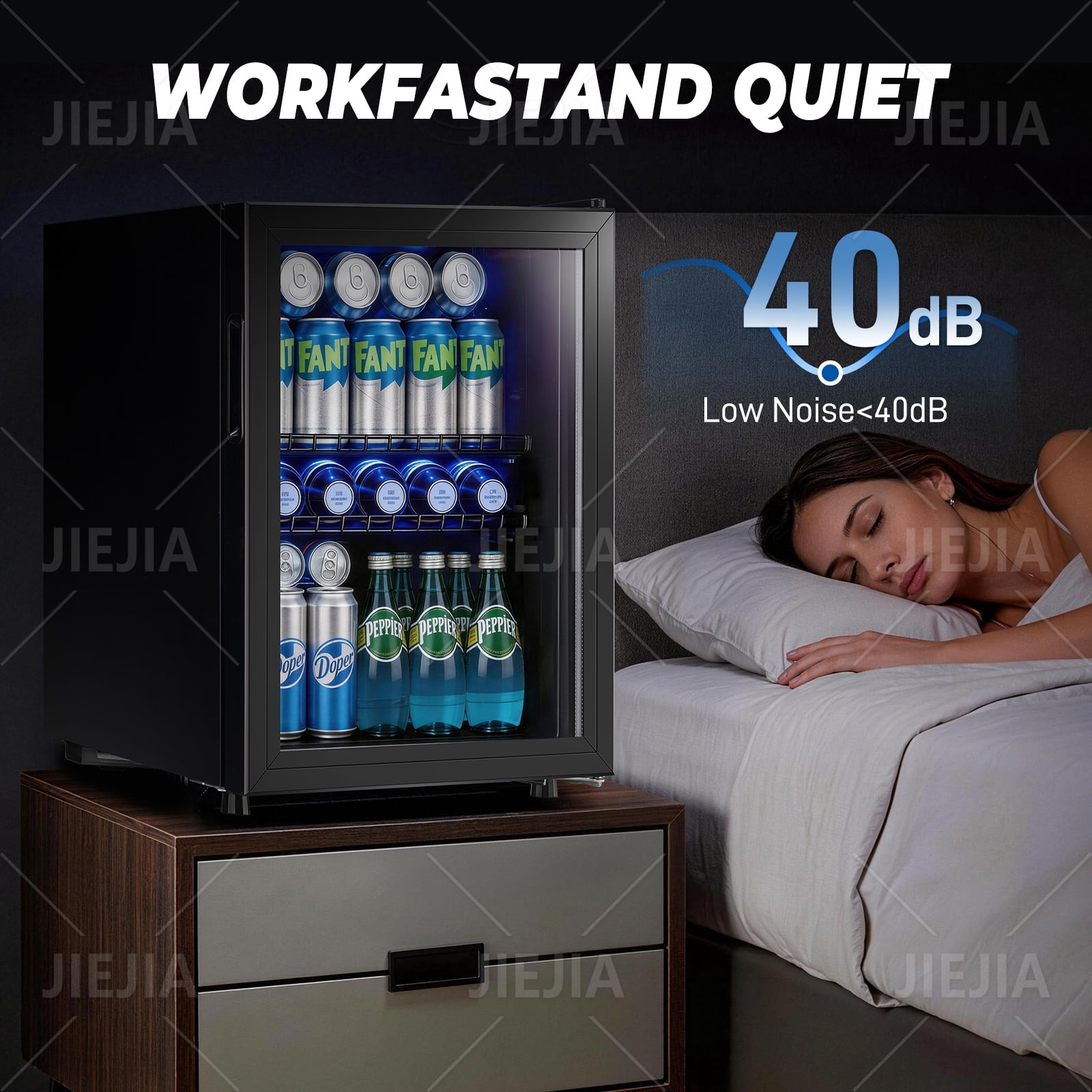 JIEJIA 90 Can Mini Fridge and 2.8 Cu.ft Beverage Cooler Refrigerator with Glass Door for Home, Office