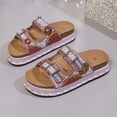 thumbnail image 6 of Flat Sandals for Women,Walking Sandals Women,Women Platform Sandals Rhinestone Beaded Pearl Double Buckle Bohemian Luxury Beach Summer Vacation Shoes 5cm Height Increasing Comfort Slides,Purple,8.5, 6 of 6