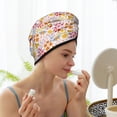 thumbnail image 3 of Yiaed Colorful Floral Print Hair Cap with Button,Coral Fleece Hair Towel Wrap for Women Wet Hair,Quick Dry Turban for Wet Hair Long Thick Hair, 3 of 5
