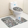 thumbnail image 5 of Juego de alfombras de baño con estampado de piedra 3D, alfombrillas de baño antideslizantes, alfombrillas decorativas para asiento de inodoro, alfombra 3 piezas Eigraketly JJ25267-06, 5 of 5