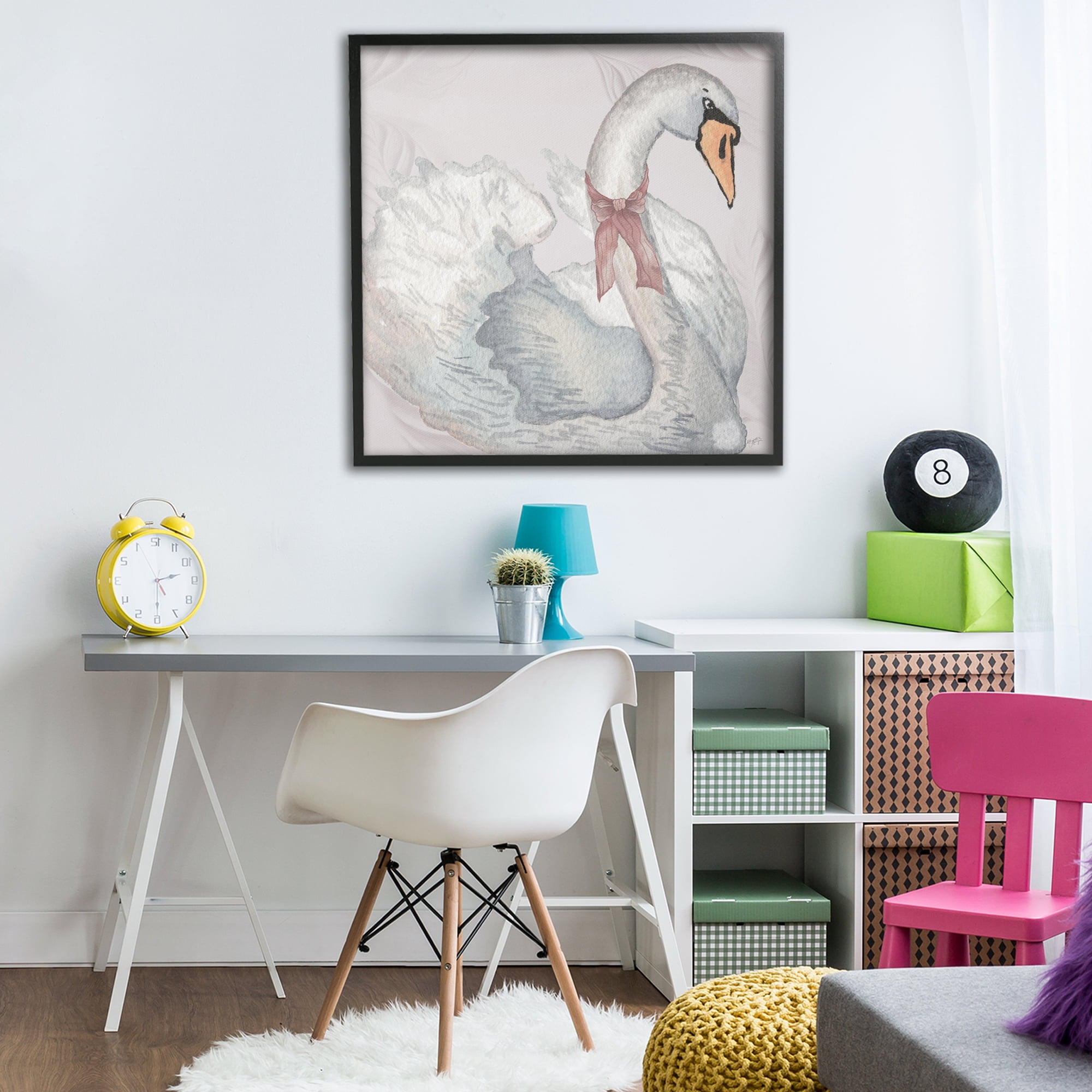 Stupell Industries Subdued Classic Swan Black Framed Giclee Art, design by Elizabeth Medley
