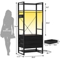 thumbnail image 3 of Homieasy 75'' Tall Clothing Rack with 3 Large Fabric Drawers, 4-Tier Garment Rack with Power Outlets & LED Lights, Freestanding Closet Rack with Shoe Rack for Small Space, Black, 3 of 7