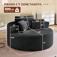 thumbnail image 2 of Muumblus Oversized Round Lounge Chaise Chair Indoor,Boneless Cloud Couch with 3 Pillows, No Assembly Required, Modern Accent Chair for Living Room, Black Chenille, 2 of 12