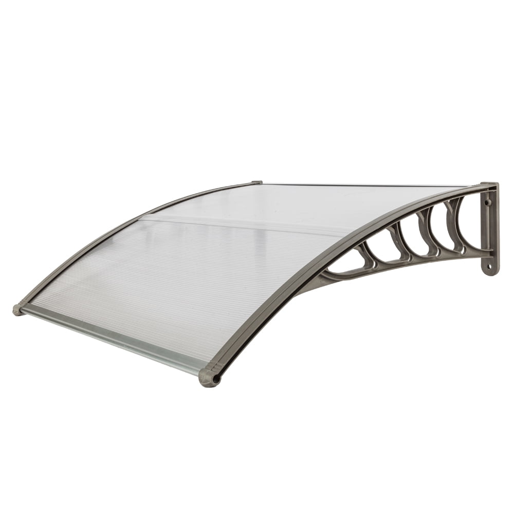 Kepooman 39.37" x 37.79" Outdoor Front Door Window Awning, Patio Eaves Canopy PC Cover UV Rain Snow Protection, Silver Gray Bracket Kepooman 39.37" x 37.79" Outdoor Front Door Window Awning, Patio Eaves Canopy PC Cover UV Rain Snow Protection, Silver Gray Bracket