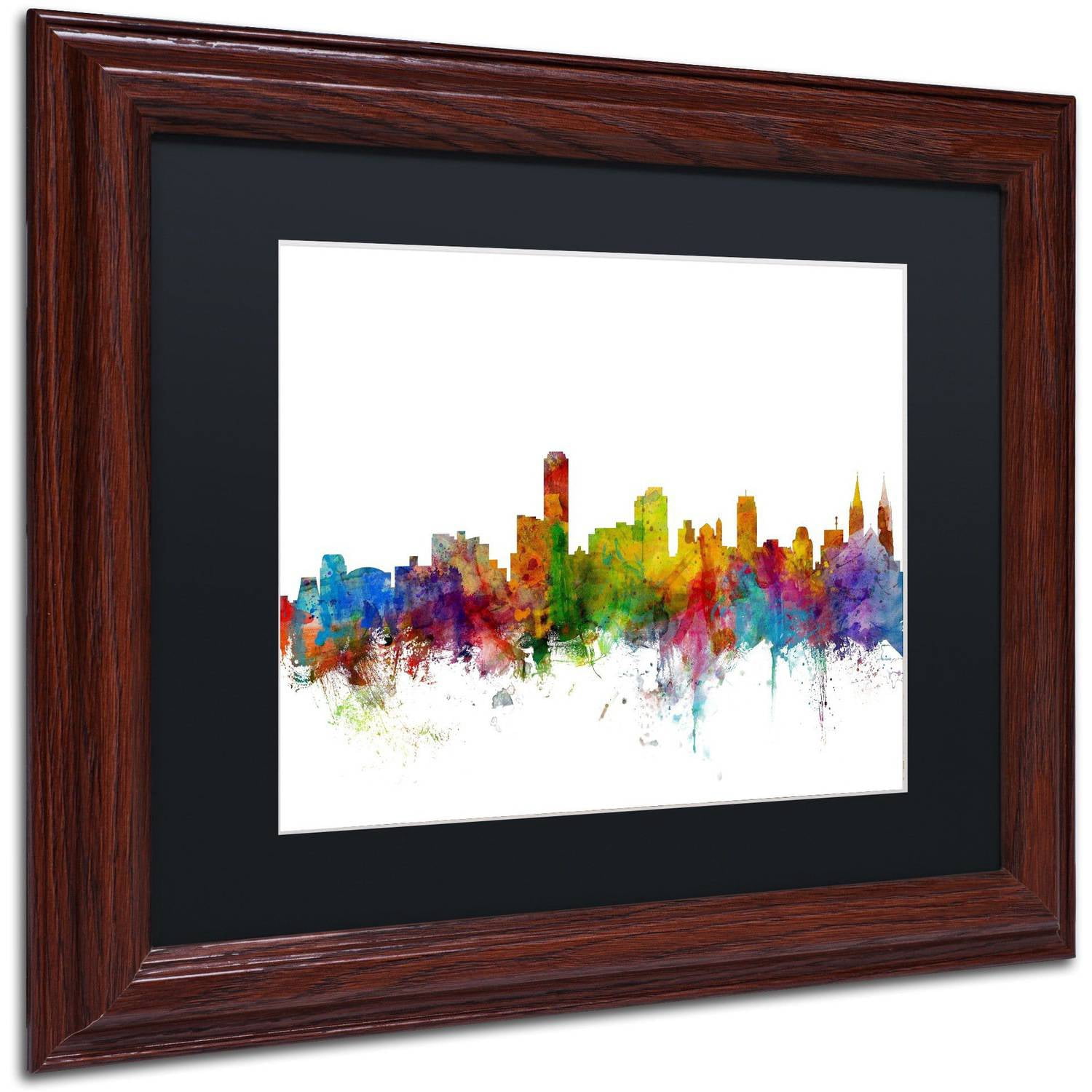Trademark Fine Art "Adelaide Australia Skyline II" Canvas Art by Michael Tompsett Black Matte, Wood Frame