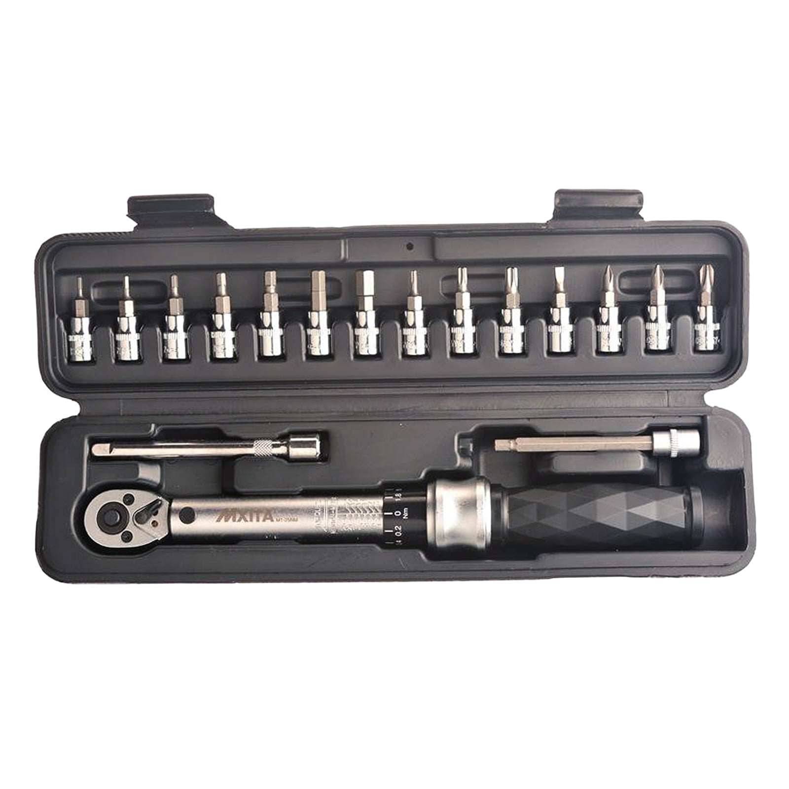 5pc Extensions 1/4" Drive Click Torque Wrench 5-25 Nm With Metric Sockets 