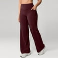 thumbnail image 3 of Softretch No Front Seam Wide Leg Pants for Women - High Waisted Yoga Lounge Buttery Soft Comfy Casual Wine L, 3 of 4