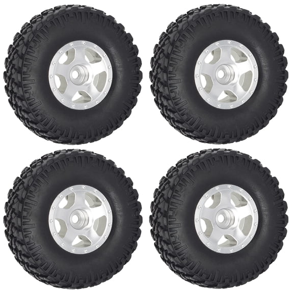 LINLIN 4PCS 52mm 1.0" Micro Beadlock Metal Wheel Rims Rubber Tires Set Compatible with 1/24 RC Crawler Car Axial SCX24 90081 AXI00001 AXI00002 Deadbolt Parts