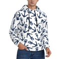 thumbnail image 2 of Wukai Navy Blue Anchor Print Men Hoodies Fleece Sweatshirts Long Sleeve Sweaters Pullover Fall Outfits Winter Clothes-XX-Large, 2 of 7