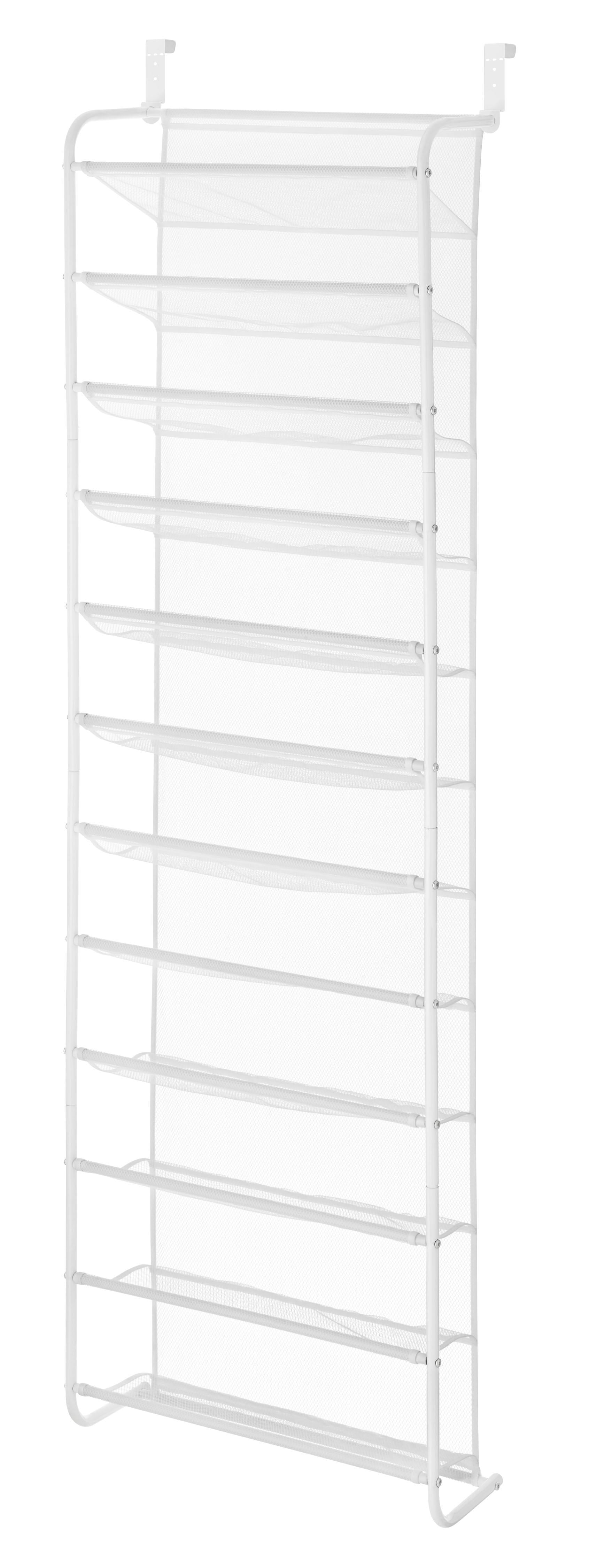 Whitmor 36 Pair Over-the-Door 12 Tier Closet Shoe Rack -White