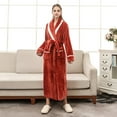 thumbnail image 4 of TIWEKE Pj's for Women,Women's Plus Size Thickened Long Flannel Couple Robe With Flange Bathrobe (Red,XL), 4 of 8