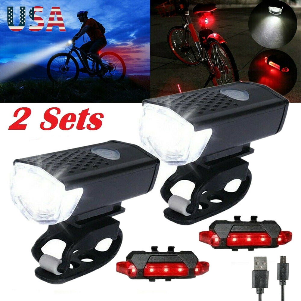 Mountain 5 LED Lamp Bike Bicycle Front Head Light+Rear Safety Warning Flashlight 