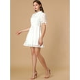 thumbnail image 4 of DARING DIVA Solid Short Sleeve A-Line Shirt Dress L White, 4 of 6