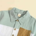 thumbnail image 3 of GYRATEDREAM Toddler Boy Summer Outfit Set Cotton Linen Short Sleeve Henley Shirts Top and Shorts Set 2Pcs Summer Clothes Set for 3-4Y Brown, 3 of 9