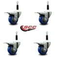thumbnail image 2 of 3 Inch Blue Poly Swivel 7/8 Inch Expanding Stem Caster Set Total Lock Brake, 2 of 2
