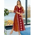 thumbnail image 6 of HAPPY BAY Women's Summer Relaxed Fit Caftan House Sleep Shirt Loungewear Dashiki Dresses for Women 2X-3X Sun, Orange, 6 of 6