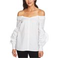 thumbnail image 1 of 1.STATE Womens Off The Shoulder Button Up Shirt, White, 4, 1 of 2
