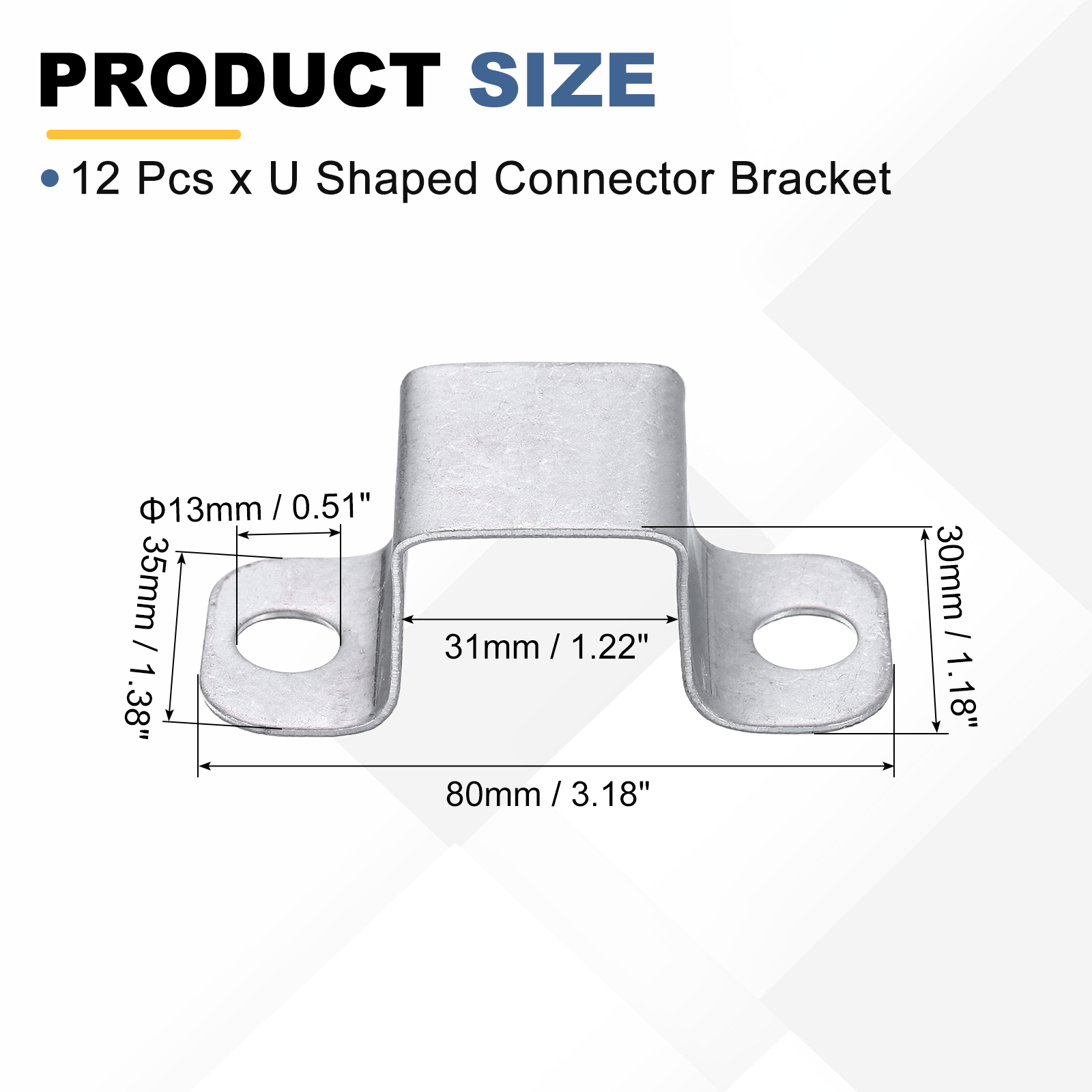 Uxcell 12 Pack 31x30 mm U Shaped Connector Bracket, Square Tube Strap Clamp Galvanized Steel Pipe Clamp Wood Deck Fence Post Tie for Water Pipes Stairs Railing Installation, Silver
