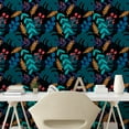 thumbnail image 2 of Ambesonne Tropical Abstract Peel & Stick Wallpaper for Home, Foliage Cluster, 13"x100", Petrol Blue Coral and Peach, 2 of 5