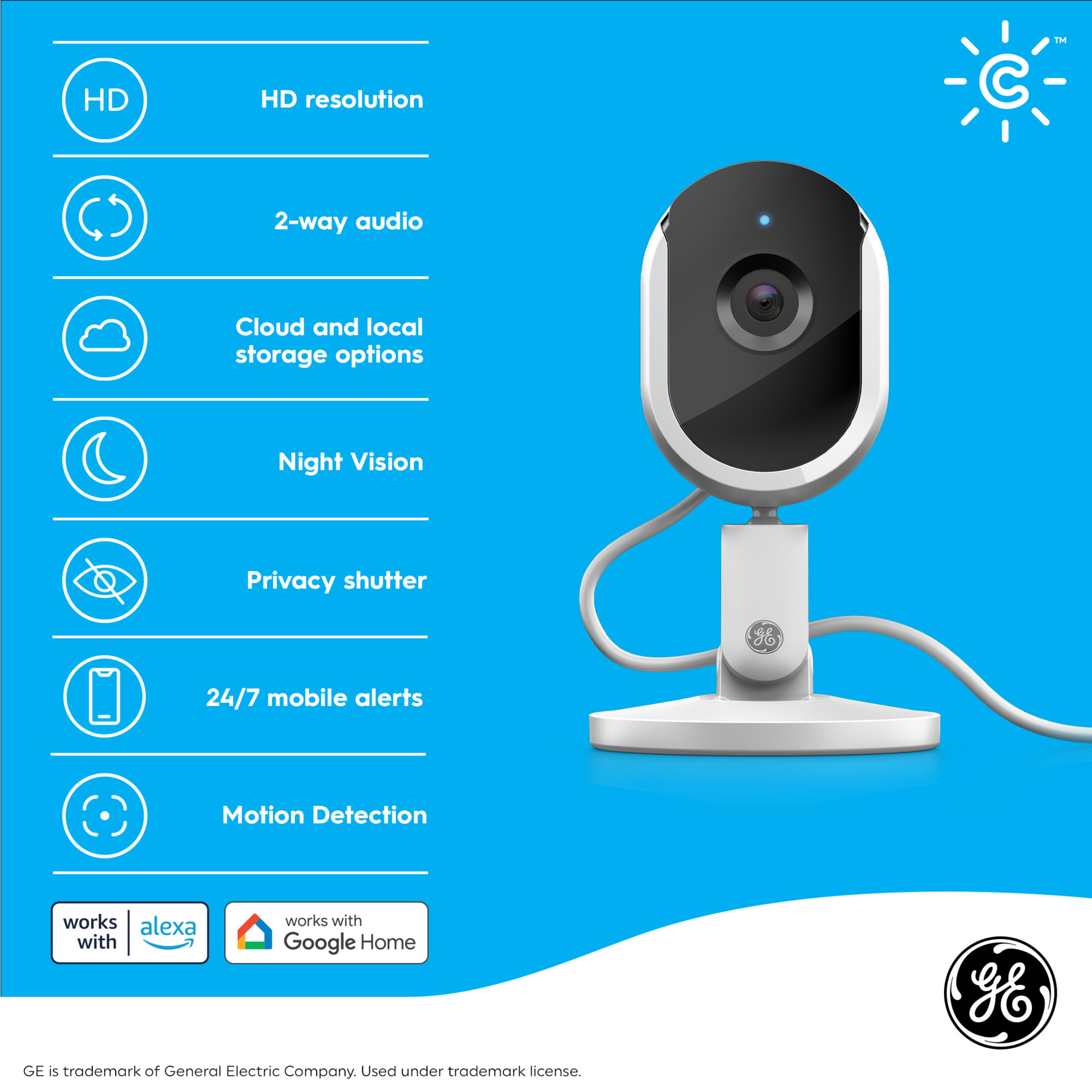 GE Cync Indoor Smart Camera, WiFi Security Camera, Works with Alexa and Google, White - image 3 of 7