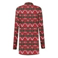 thumbnail image 3 of QIUOMBBP Christmas Gifts for Women Plus Size Open Front Shrugs Cardigan Casual Loose Xmas Print Long Sleeve Tops, Red, XXXL, 3 of 5
