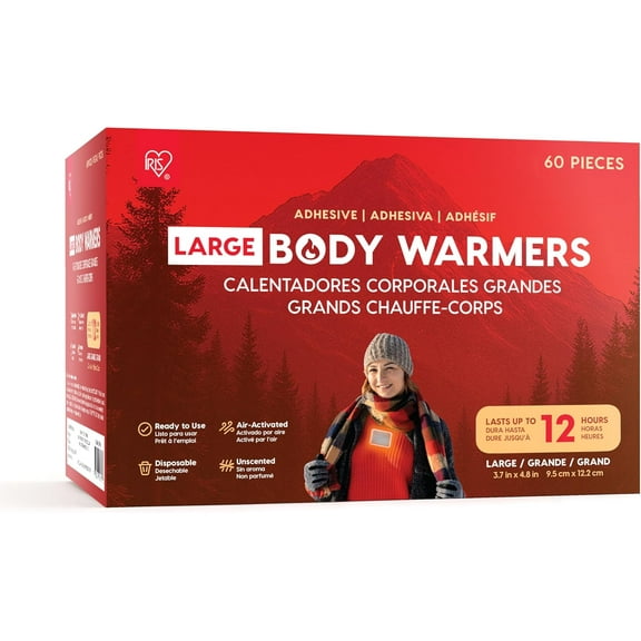 IRIS USA Large Hand Warmers Adhesive 12-Hour heat Packs, 60Pk