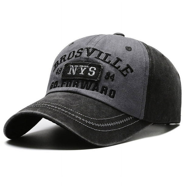 Gorra de béisbol para hombre, informal, de algodón lavado antiguo, con letras bordadas, con esquinas curvas y protector solar