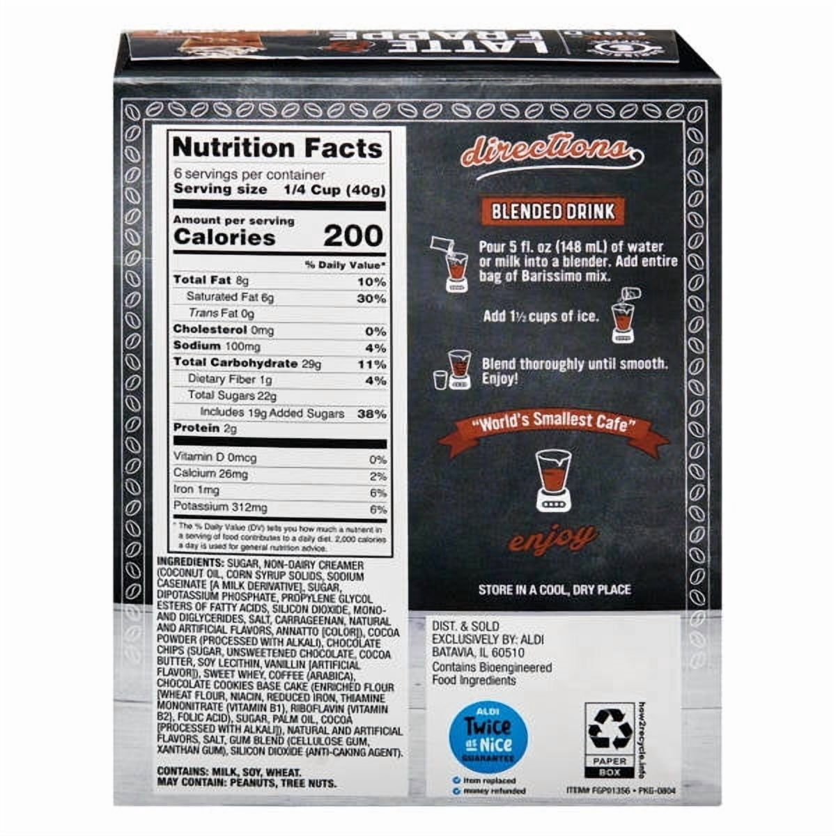 Barissimo Mocha Cookie Crumble Latte & Frappe Mix Packets, 3 count