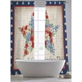 thumbnail image 5 of Happy Independence Day Sheer Curtains 2 Panels Set U. S. Flag Watercolor Flowers Letter Print Sheer Window Curtains Light Filtering Rod Pocket Voile Drapes for Bedroom Living Room 52"X84", 5 of 9