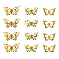 HomeDM 3D Butterfly Wall Decor, 12 Pcs Gold Butterflies for Valentine's Day Bedroom Wedding Party Birthday Cake Decor Removable Wall Stickers