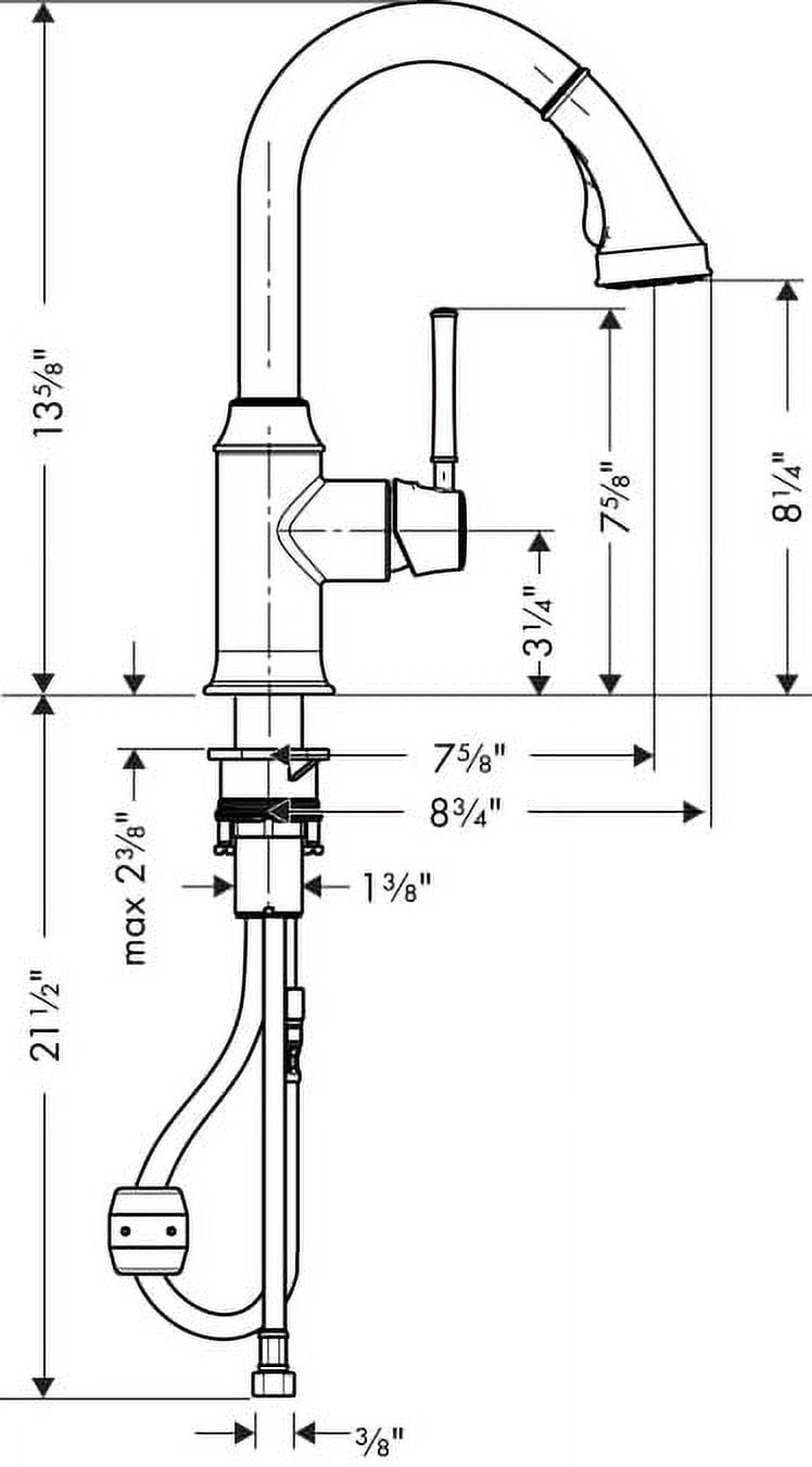 Hansgrohe Talis C Prep Kitchen Faucet, 2-Spray Pull-Down, 1.75 GPM in Polished Nickel