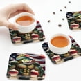 thumbnail image 7 of Gaeub giant bass with big muscles Print 6 Pcs Leather Coasters for Drinks ,Drink Coasters Sets,Drink Table Cup Coasters for Living Room Kitchen Coffee Decor,Square, 7 of 7