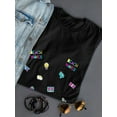 thumbnail image 3 of Beach Waves Egg And Ideas Pattern Women Black T-Shirt, Female XX-Large, 3 of 4
