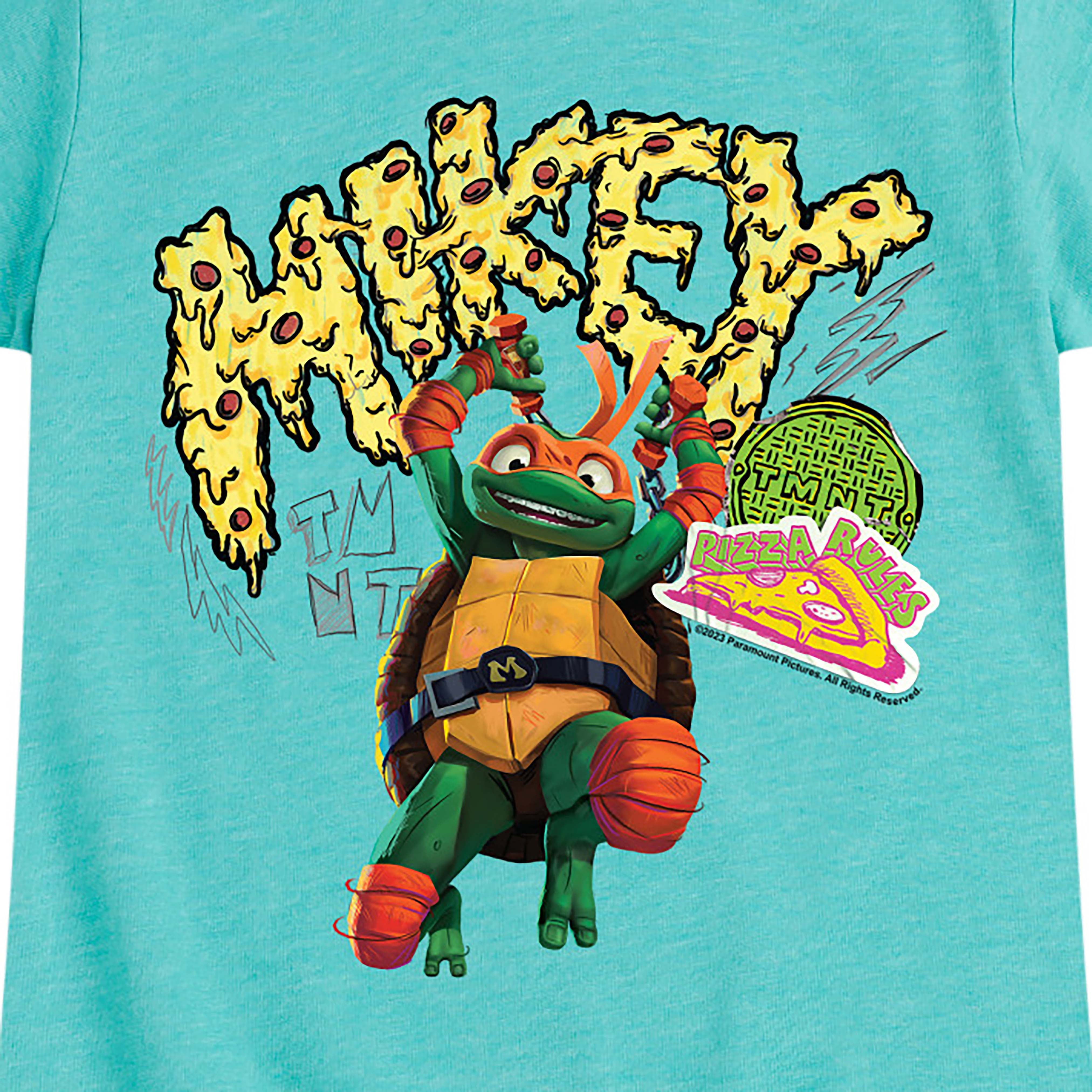 Teenage Mutant Ninja Turtles: Mutant Mayhem - Michelangelo AKA Mikey - Pizza Rules - Toddler and Youth Crewneck Fleece Sweatshirt, Toddler Boy's, Size