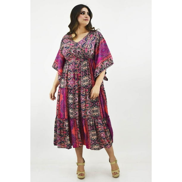 Vestido Boho Roman Fashion Tallas Extras 23811 Magenta Fiusha 40