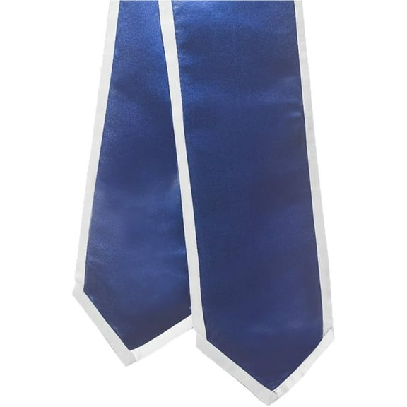 Honors Graduation Academic Stoles/Sashes with Classic End and Trim (Navy Blue w/White Trim) - Ages 6-40