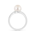 thumbnail image 2 of ANGARA Freshwater Cultured Pearl Ring with Bypass Shank in 14K White Gold for Women | June Birthstone, Birthday, Anniversary, Jewelry Gift for Women | Pearl Ring, 2 of 8