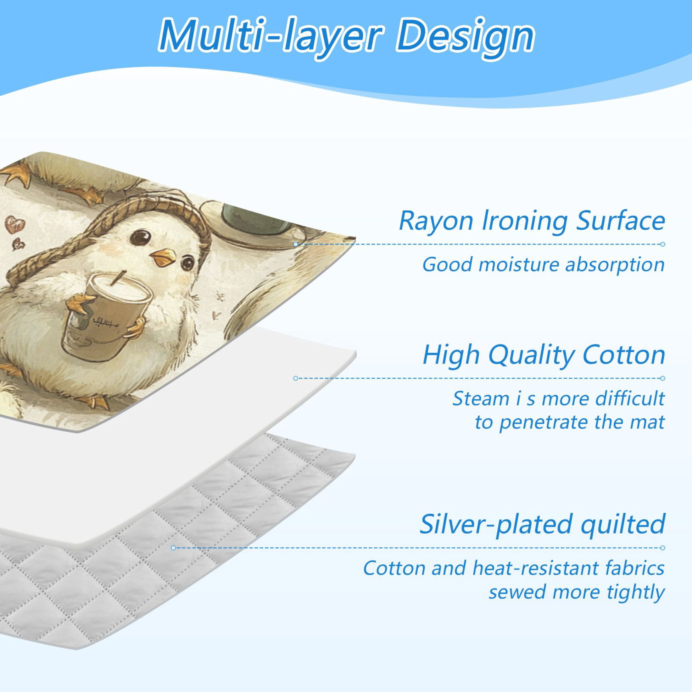 Cute Little Birds Ironing Mat Blanket for Table Top Travel Portable Ironing Board Pad 47.2x27.6 Inch