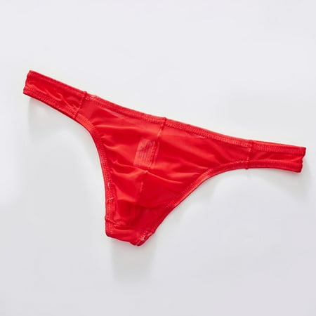 

Mens See-Through Mesh G-String T-Back Male Thong Pouch Underpants Red M
