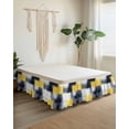 thumbnail image 2 of Abstract Yellow Bed Skirt California King Size 16" Drop Black Plaid Mottled Geometric Art Modern Ruffled Wrap Around Bed Skirts Adjustable Elastic Bedskirt Dust Ruffle for California King Size Bed, 2 of 7