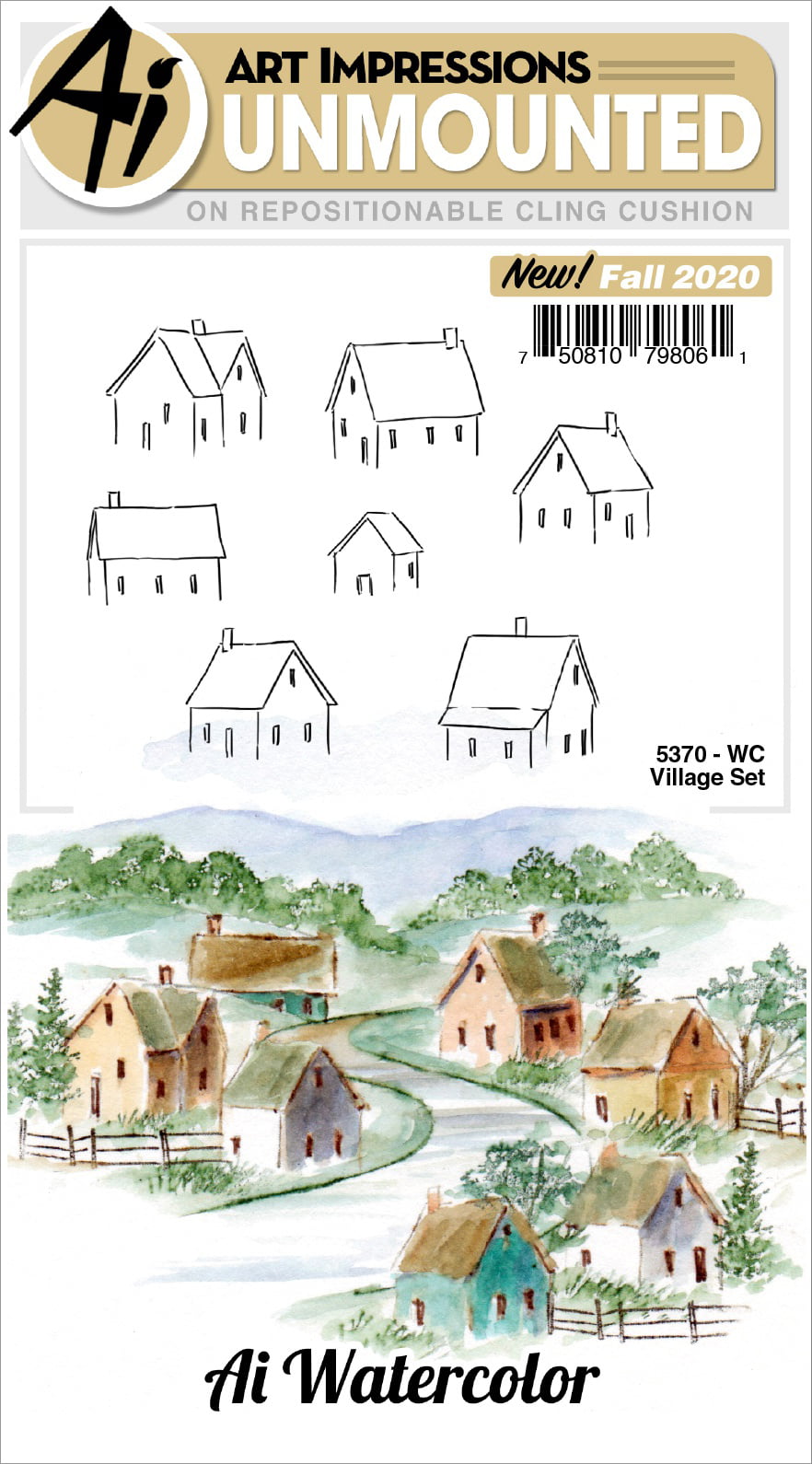 rustic Cabins Art Impressions Watercolor Cling Rubber Stamps