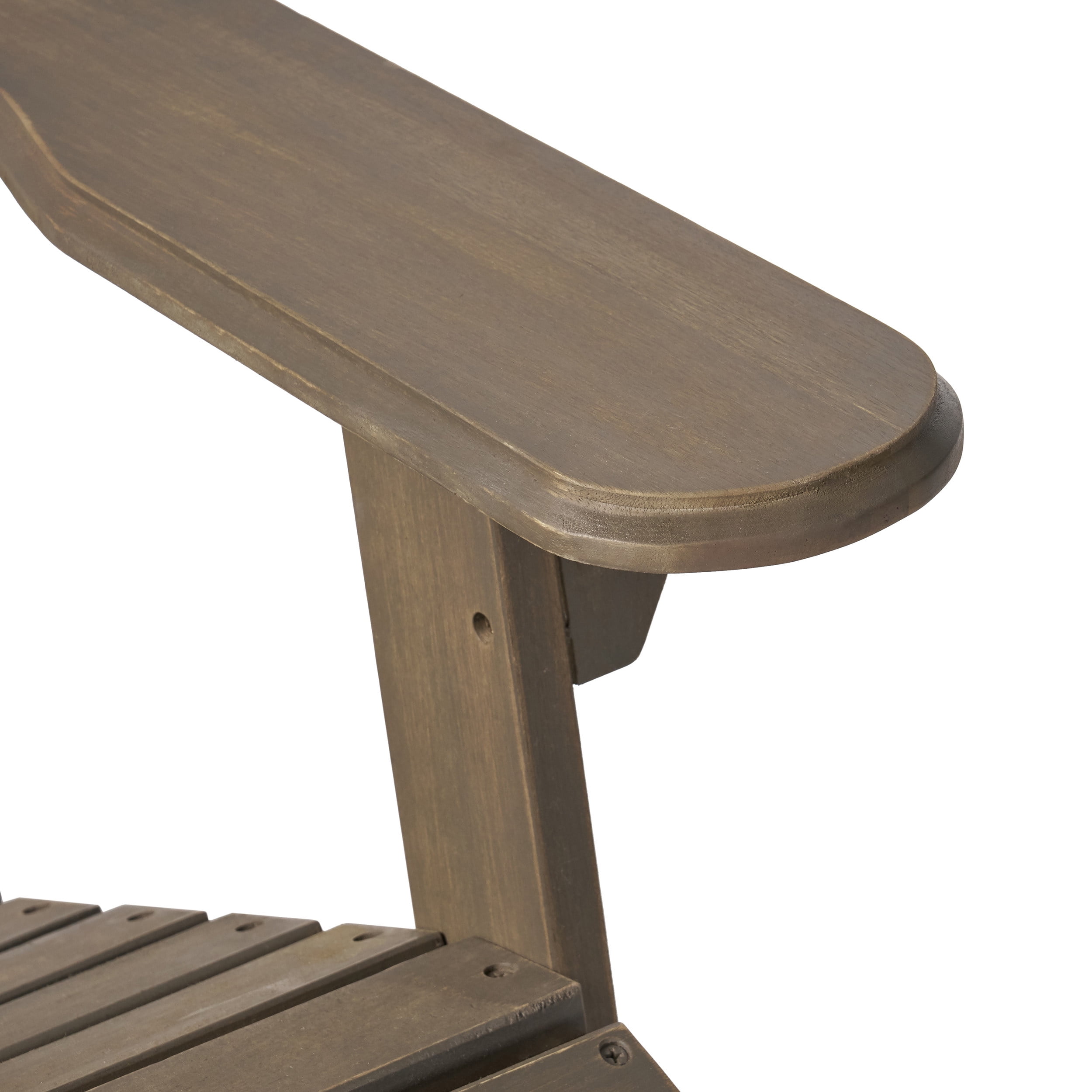 Kono Outdoor Acacia Wood Reclining Adirondack Chair with Footrest, Set of 2, Gray