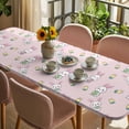 thumbnail image 3 of Easter Bunny Table Cloths for 8 Foot Rectangle Tables, Cute Rabbits Eggs Spring Tulips Country Pink Patio Waterproof Elastic Fitted Tablecloths, Washable Rectangular Table Cover for Camping, 3 of 8