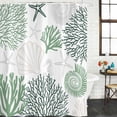 thumbnail image 3 of Sage Green Coastal Waterproof Fabric Shower Curtain,Ocean Coral Starfish Shell Seahorse Waterproof Fabric Shower Curtain for Bathroom Curtains Bathtubs Shower Curtains with 12 Hooks Stall 54x78in, 3 of 8