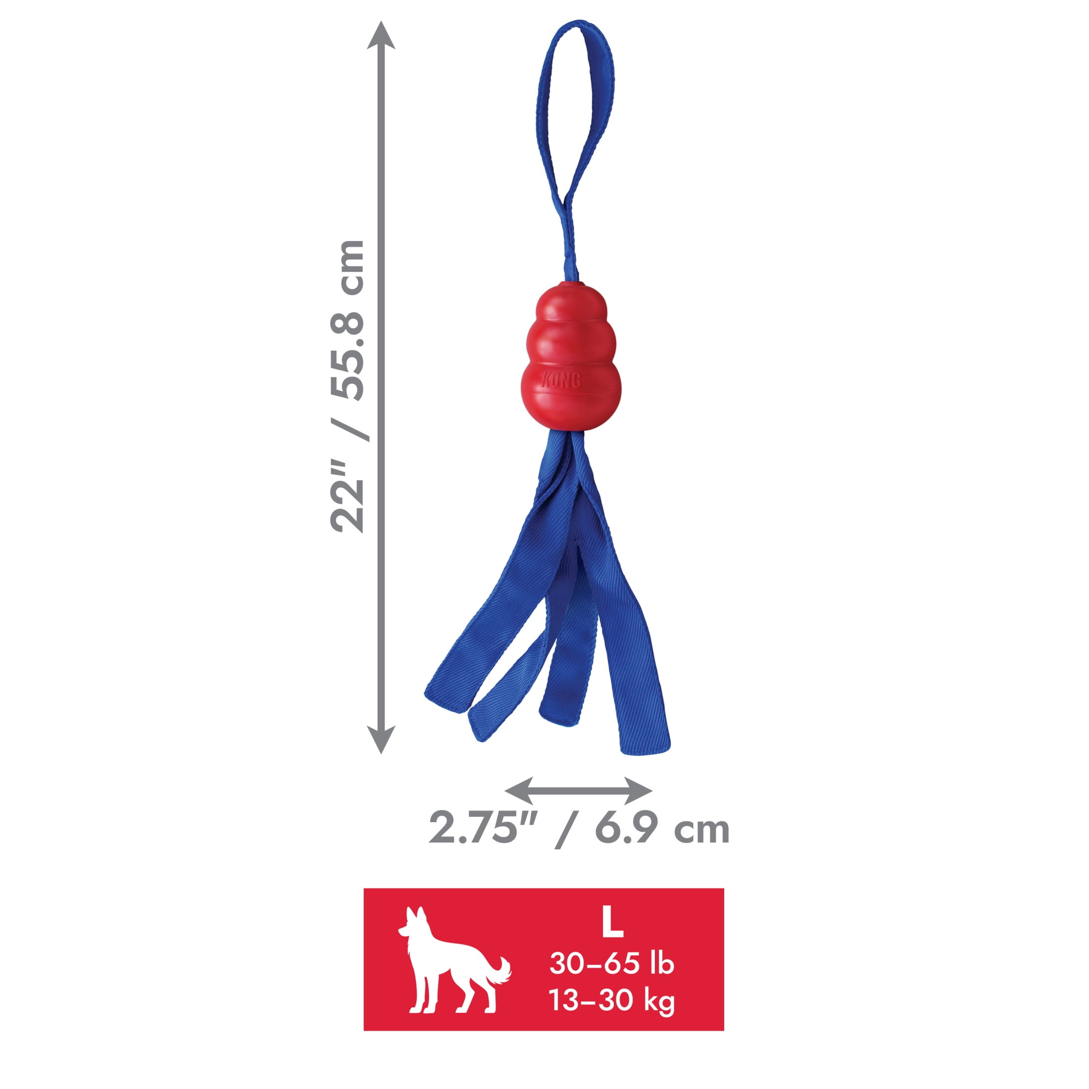 KONG® Tails, Natural Classic Rubber with Squeaker Looped Handle Dog Toy, Large
