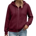 thumbnail image 5 of Hurxie Women's Full Zip Up Hoodies Waffle Knit Long Sleeve Sweatshirt Tops Early Fall Fashion Clothes, Knit Long Sleeve, Oversized Hooded Tops, 5 of 6