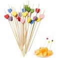 thumbnail image 1 of 100 pcs Heart Cocktail Picks Cocktail Sticks Natural Bamboo Cocktail Pick Picks Handmade Cocktail Picks, 1 of 5